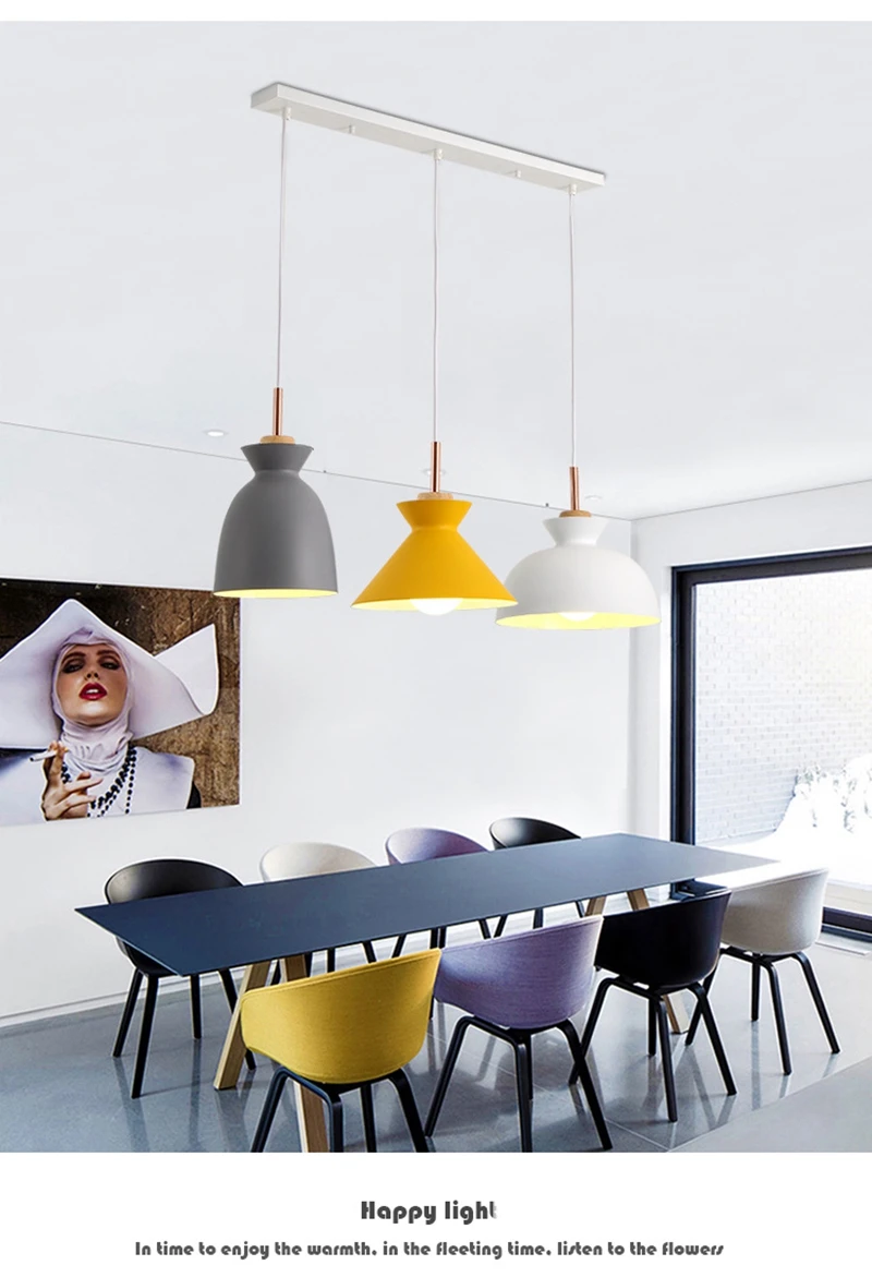 Fashion Colorful Modern DIY Wood Pendant Lights Minimalist Hanging Lights Suspension Luminaire Dining Room Lights Pendant Lamp (4)