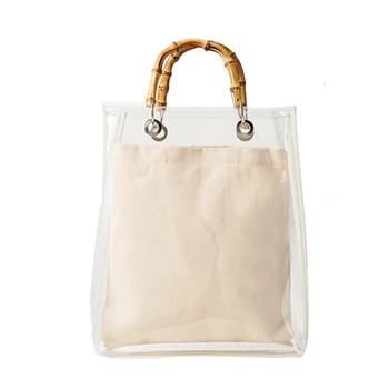 

NEW Clear Transparent Women Handbag PVC Jelly Bags High Quality Top Handle Totes Shopping Handbag Beach Bag Lady Hand Bgas