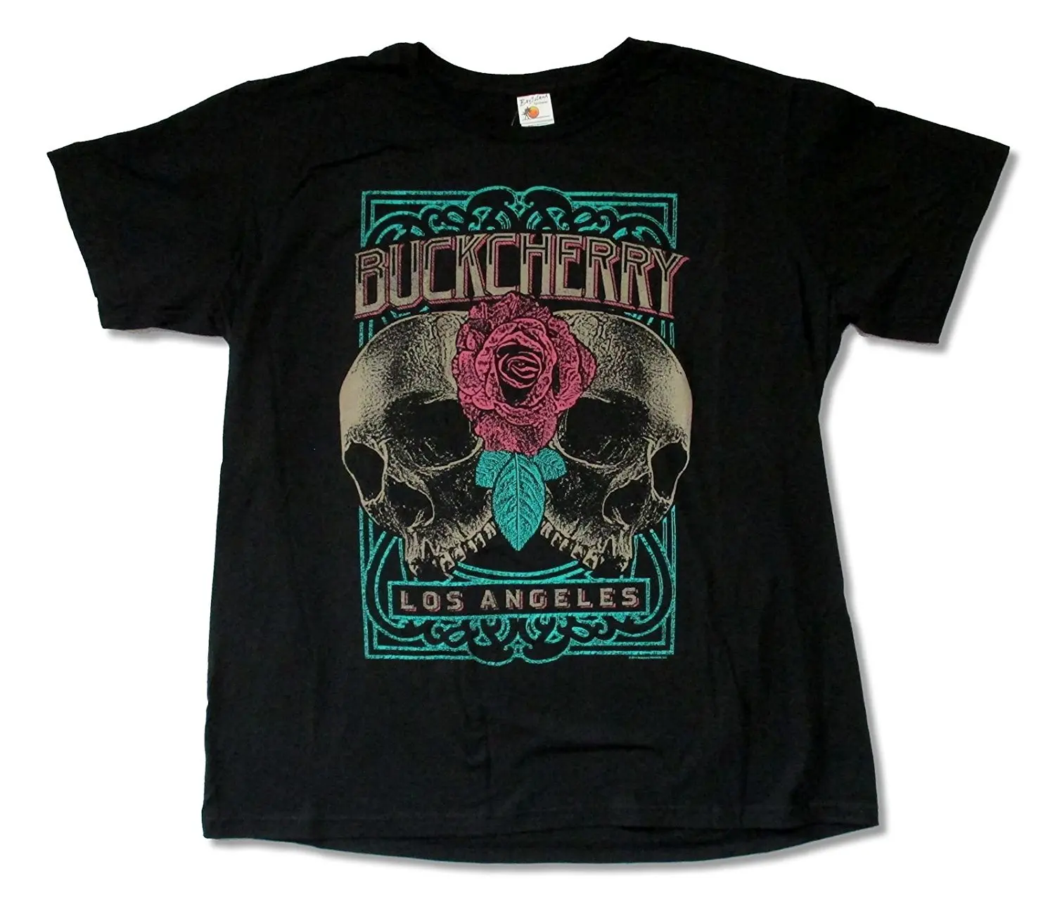 Взрослых Buckcherry &quotчерепа и розы&quot Черный Slim Fit Футболка | Мужская одежда