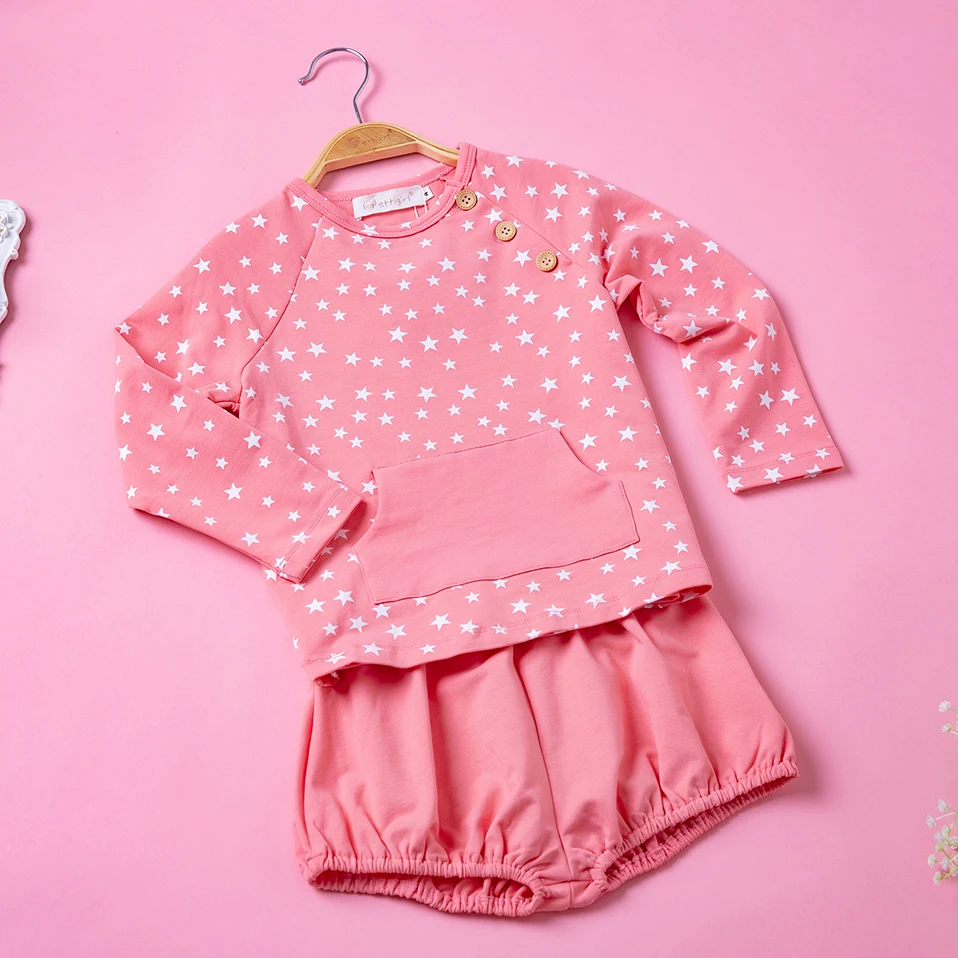 Pettigirl/весенне осенний комплект одежды из 2 предметов для маленьких девочек топы в