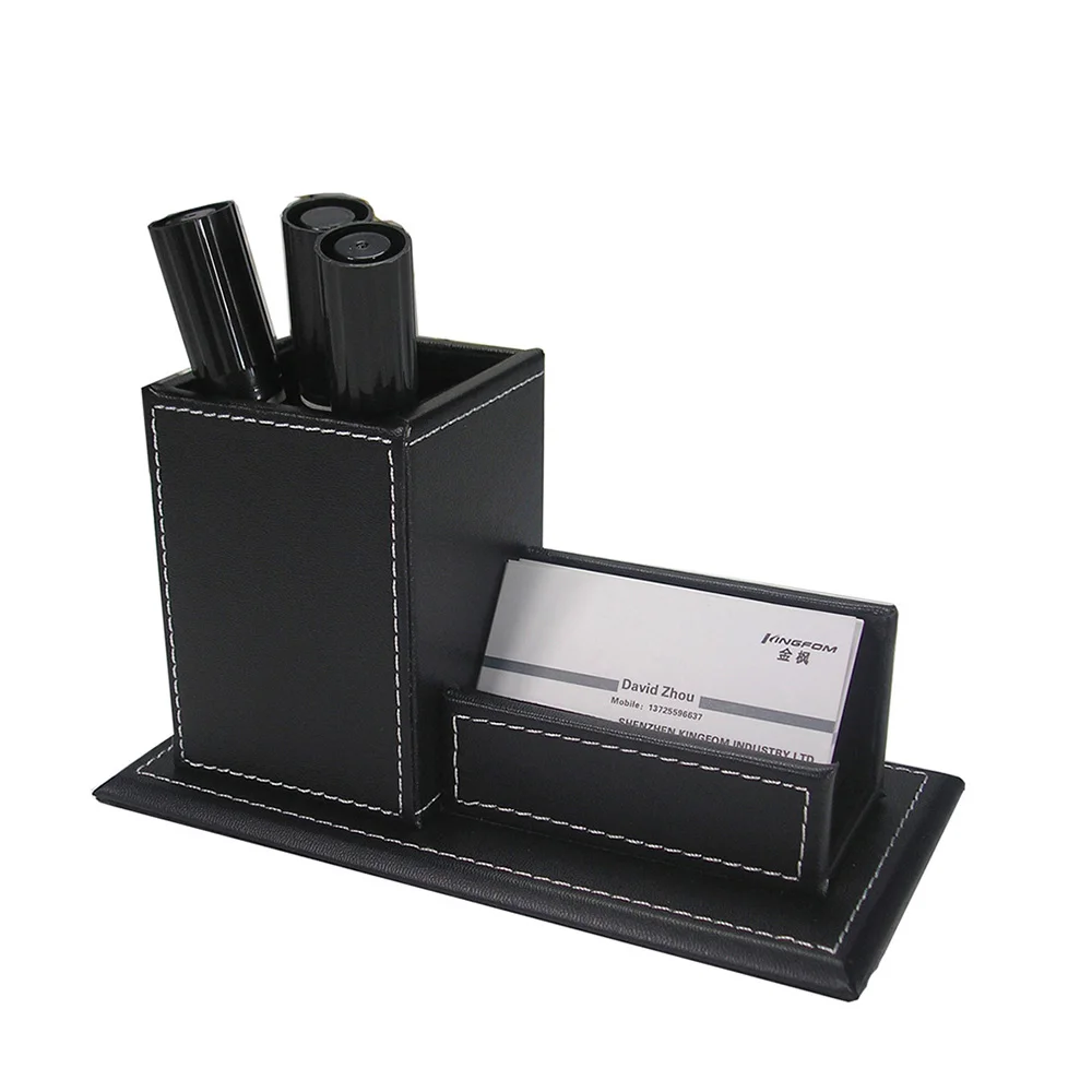 Modern Office Desk Stationery Organizer Set PU Leather Napkin Box Pen Holder Mouse Pad Square Memo Paper Box