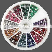 shipping-3mm Звезда 12 Цветов 66000 шт. Дизайн ногтей Стразы для ногтей 55 Колёса/лот