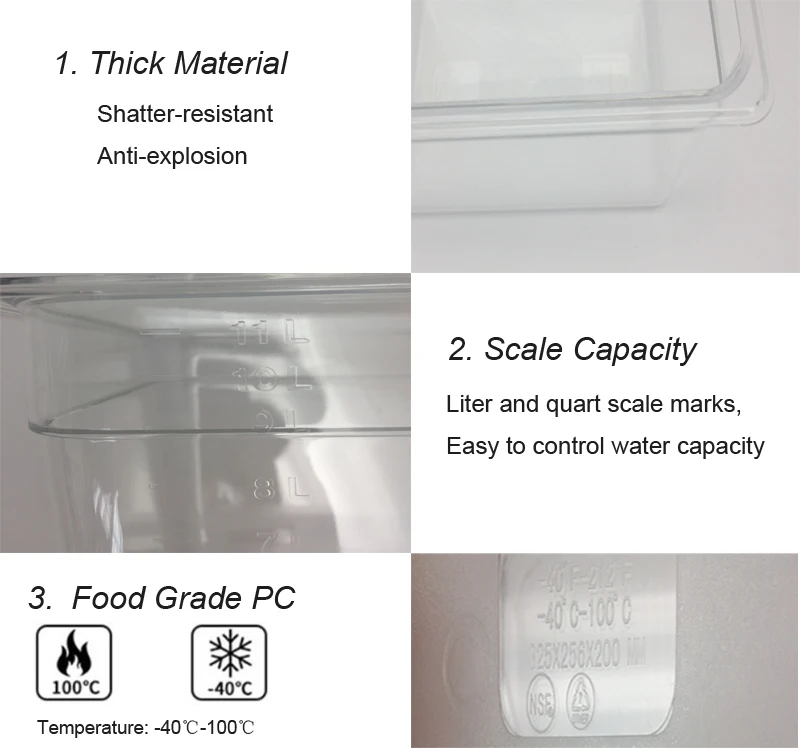 Kaufen JUSTBUY Sous Vide Container mit Deckel 11L Wasser Tank Bad für Zirkulator Sous Vide Kulinarische Immersion Langsam Herd