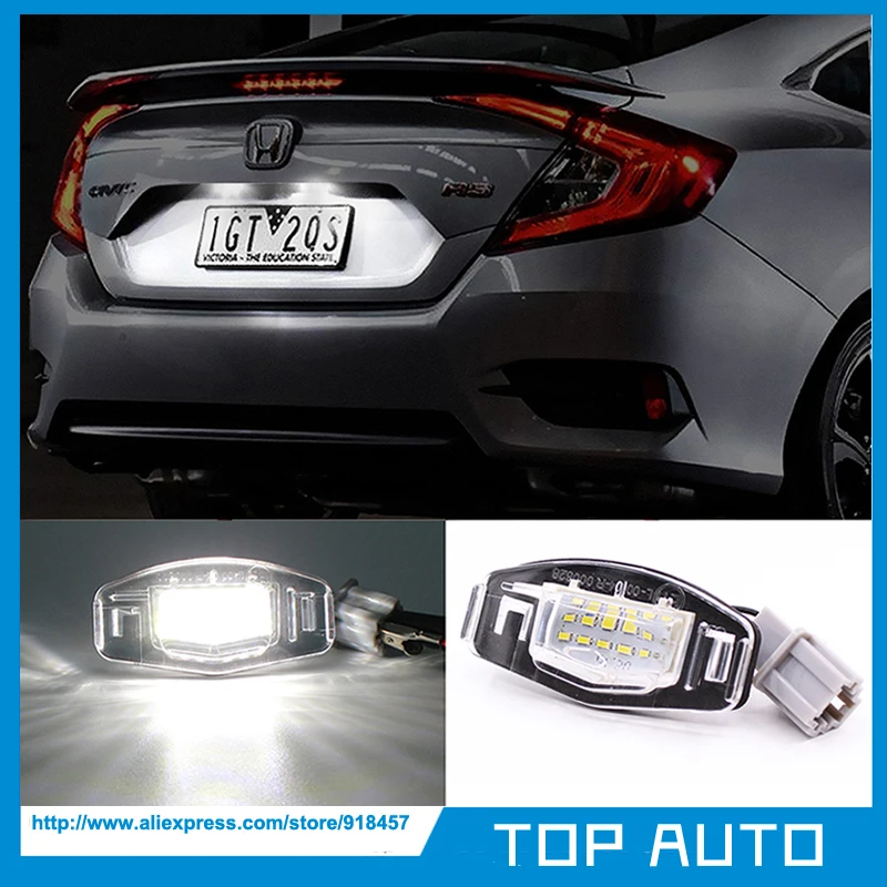 

2Pcs LED Number License Plate Light For Honda Civic Coupe EM2 Sedan ES7 Accord Odyssey Acura TSX/TL/RDX/MDX