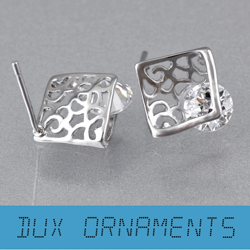 

6mm AAA Swiss Zircon Hearts & Arrows cut 0.75 cara CZ Stud Earring German silver, white copper lover earrings for women