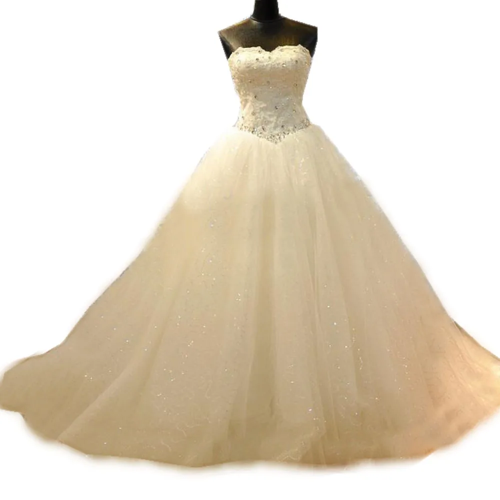 

New Sweetheart Sweethear Tulle Wedding Dress with Beaded crystal Lace Bust Tulle Wedding Dresses Bridal Dress