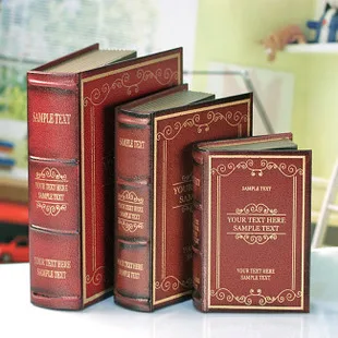 

wholesale 3PCS size Big middle and small USA style ancient ERD GREEN simulation fake props window book box wooden bookcase