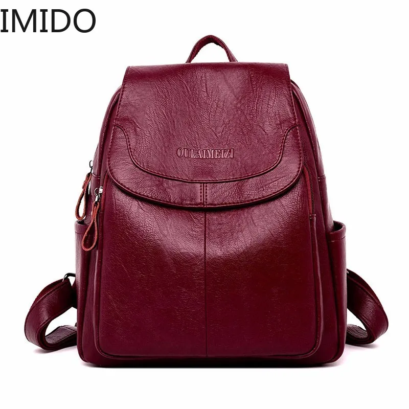

2019 Female Leather Backpacks High Quality Sac A Dos Ladies Bagpack Luxury Designer Large Capacity Casual Daypack Girl Mochilas