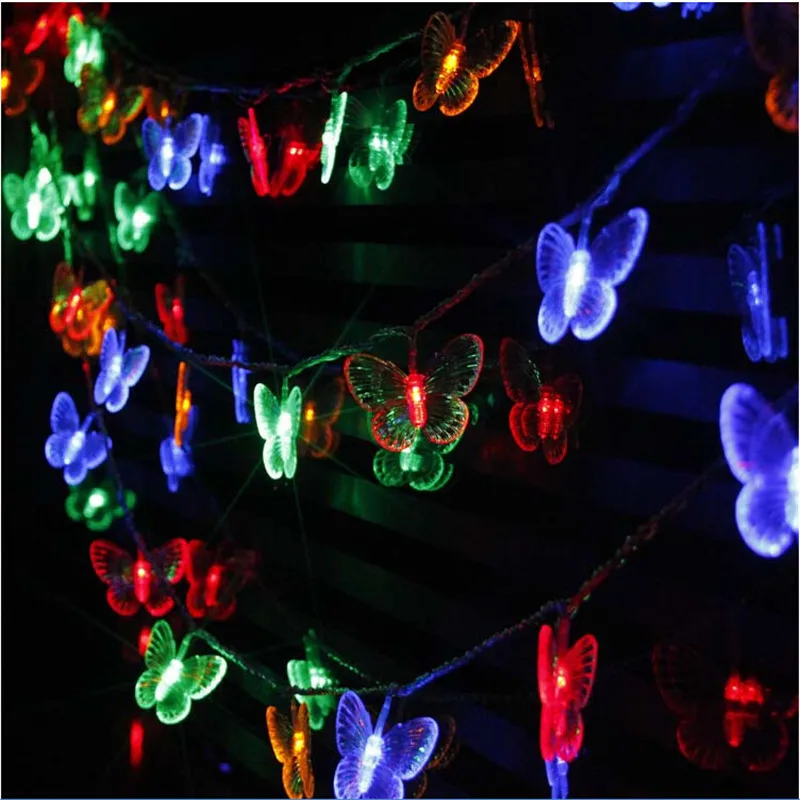 10 м 50 светодиодный s бабочка светодиодный гирлянды AC110V/220 V наружные и внутренние Рождественские огни Праздничные Свадебные украшения для вечеринки