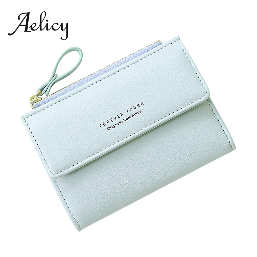 

Aelicy Ladies Simple Short Wallet Mini PU Leather Clutch Card money Bag Small Bifold Hasp Square Coin Purse Wallet Female