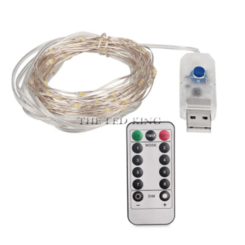 USB string andremote ИК-пульт дистанционного управления Сказочный светодиодный строка светильник Водонепроницаемый 10 м 100 светодиодный USB 5V праздничные светодиодные лампы с RF13Key пульт дистанционного управления для Рождество Свадебная вечеринка - Испускаемый цвет: USB string andremote