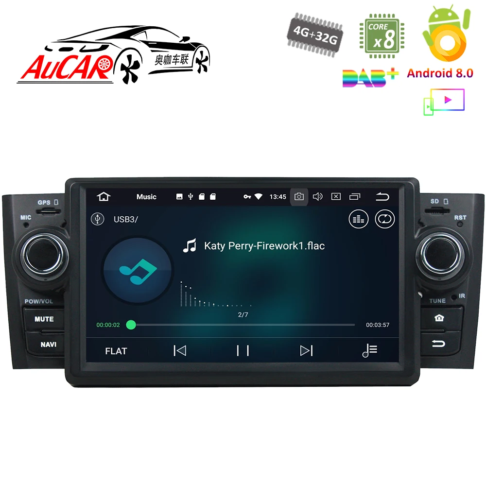 Top Android 8.0 Car DVD Player for Fiat Linea Grand Punto Car GPS Multimedia System HD Bluetooth Radio WIFI FM AM RDS 4G AUX 1 Din 1