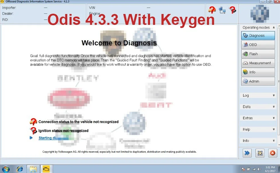 Новое программное обеспечение ODIS 4.3.3 с Keygen для VAG 9 брендов Odis VAS 5054A Odis V4.3.3 Поддержка нескольких языков VAS5054A, хранящихся в 16 Гб