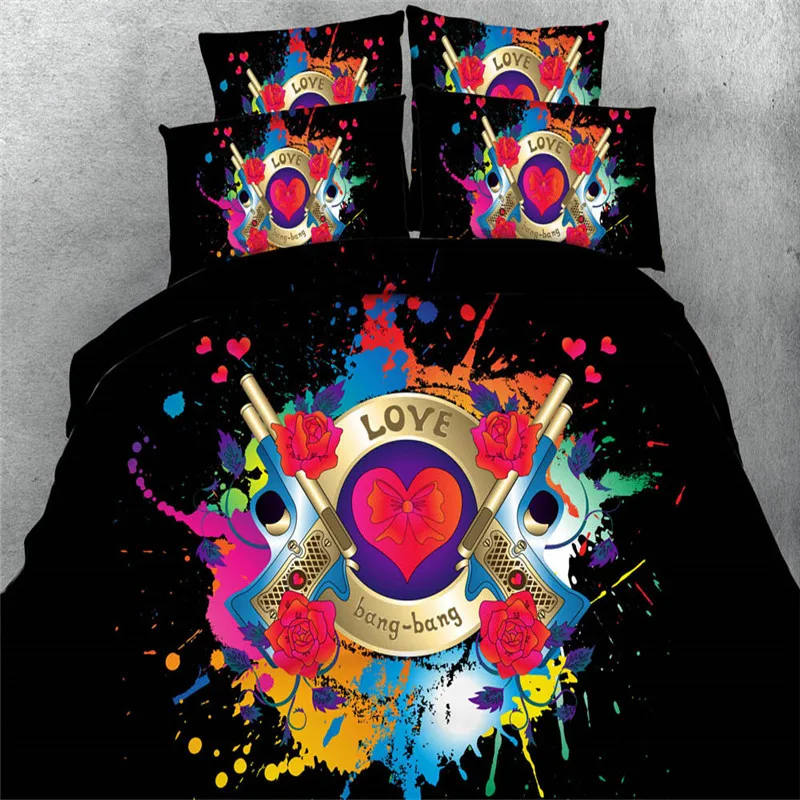 Free shipping 100%cotton 3d bang-bang 4pcs bedding set twin/full/queen/king/super king size red floral heart home textile | Дом и сад