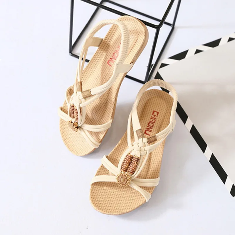 

Litthing Women Ankle Slingback Flats Shoes Beach Thong Sandals Ladies Summer Fashion Casual Bohemian Diamond Beads Sandals