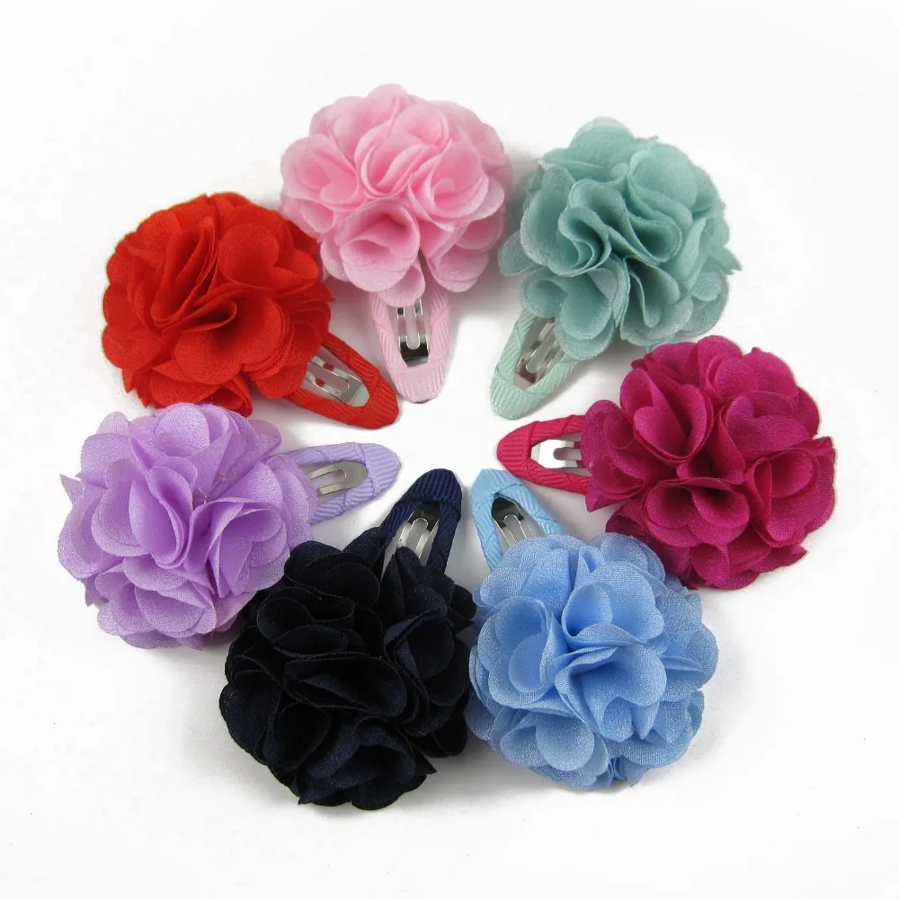Free Shipping 24pcs/lot 5cm Snap Hair Clip Fabric Flower children Hair