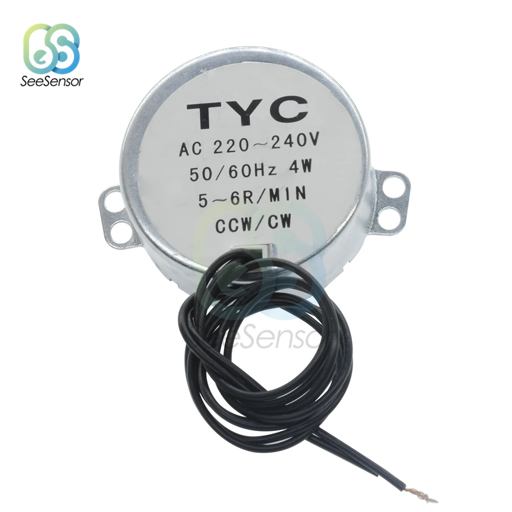 AC 220V 240V переменного тока 12V 50/60 Гц Синхронный двигатель 5-6 об/мин прочный высокий крутящий момент 4 Вт CCW/CW TYC-50