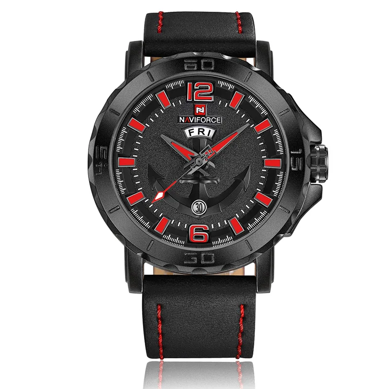 Мужские спортивные часы naviforce кожаный ремешок спортивные часы мужские кварцевые часы спортивные военные наручные часы Relogio masculino - Цвет: BRB