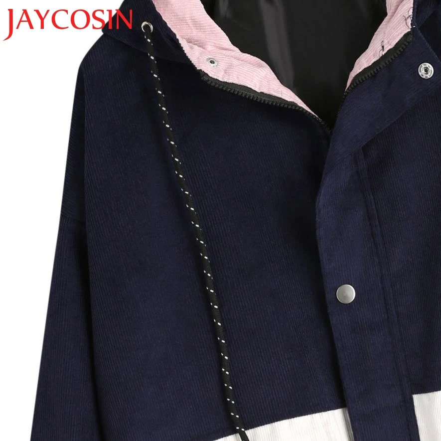 jacket Women Long Sleeve Corduroy Patchwork Oversize Zipper Jacket Windbreaker  autumn  jacket women  July 0730