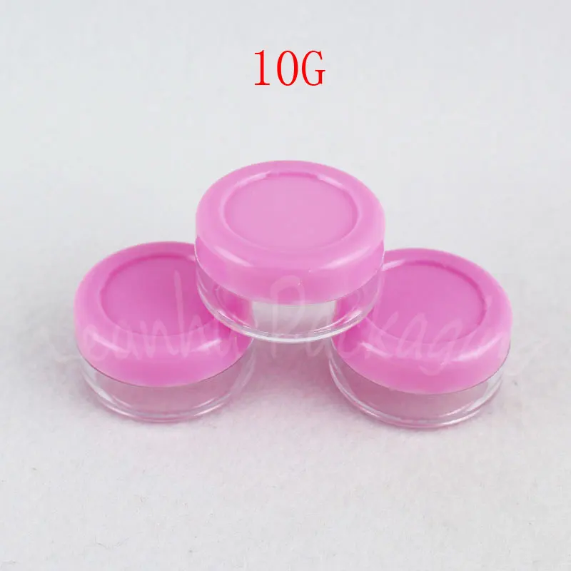 

10G Transparent Jar With Pink Screw Cap , 10CC Empty Cosmetic Container , Eye Cream / Mask Sample Bottle ( 100 PC/Lot )