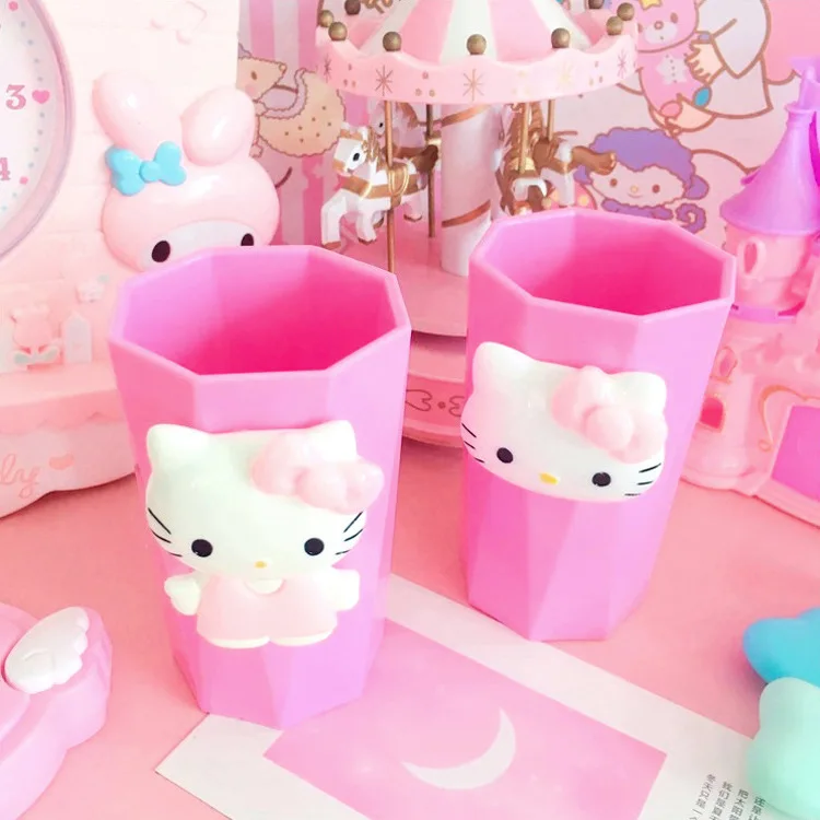 Розовая KT кошка чашка милый мультфильм hello kitty чашка держатель для зубной щетки для полоскания рта щетка чашка Путешествия Использование формы пластиковые зубные чашки воды