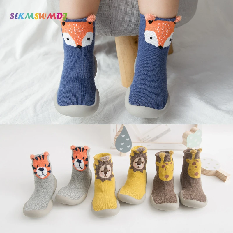

SLKMSWMDJ Spring Toddler Anti-slip Cotton With Rubber Soles Sock for Children Cartoon baby Walker Shoes Baby steps Floor socks