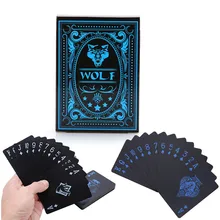Волк игральные карты 55 шт./компл. Забавный Пластик ПВХ Водонепроницаемый классический фокусы покер творческие подарки черный 9*6,5*2 см
