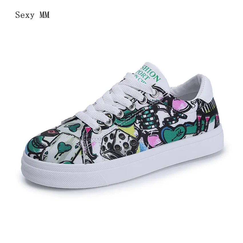 

PU Leather Flats Women Trainers Breathable Lace-Up Shoes Woman Casual Skate Walking Flat Shoes Zapatillas Mujer