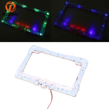 

POSSBAY Multi-color Flash Motorcycle LED 12V License Plate Frame Cover Universal for Honda Yamaha Suzuki Harley KTM