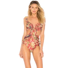 На заказ европейский и американский сетчатый кружевной сексуальный V глубокий тонкий сломанный цветы уши плечо воротник соединенный купальник