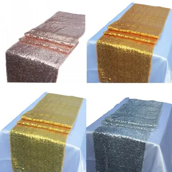 

5pcs/lot 12"x108" Sequin Table Runner Sparkly Wedding Party Decors Banquet Event Bling Table Decorations 4 Colors