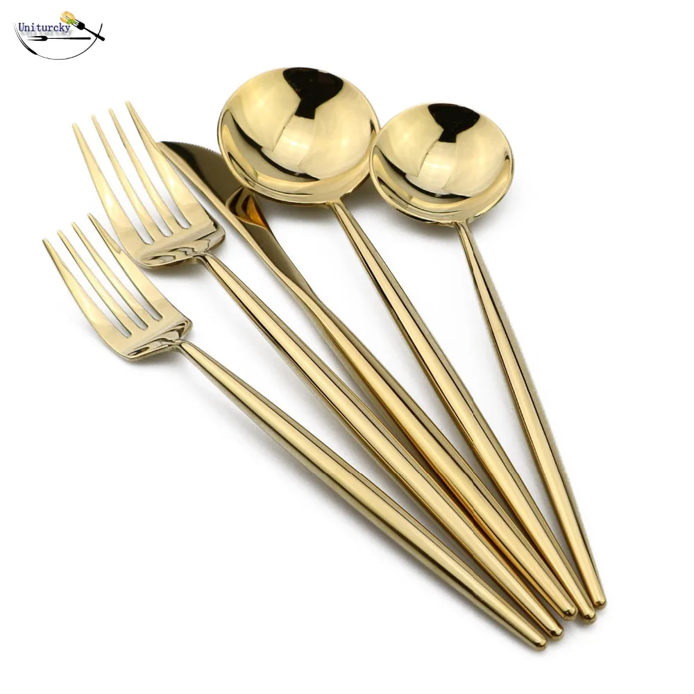 

20PCS Gold|Black|Silver|Rose Mirror Polished 304 Stainless Steel Cutlery Set Kitchen Silverware Set Knife Dessert Fork Scoop