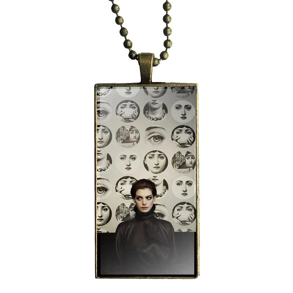 EJ glaze Fornasetti лицо для девочек ручной работы подарок стекло колье с кабошоном кулон