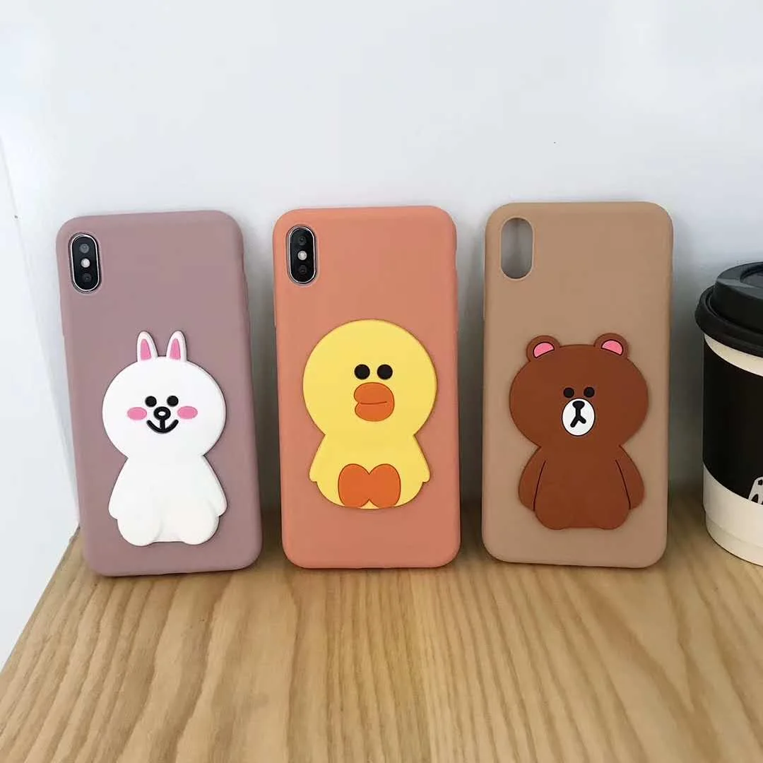 

Anime cartoon 3D bear Kenny rabbit mobile phone case for Iphone 6 6s 7 8 Plus x Xs max xr color tpu soft silicone cover