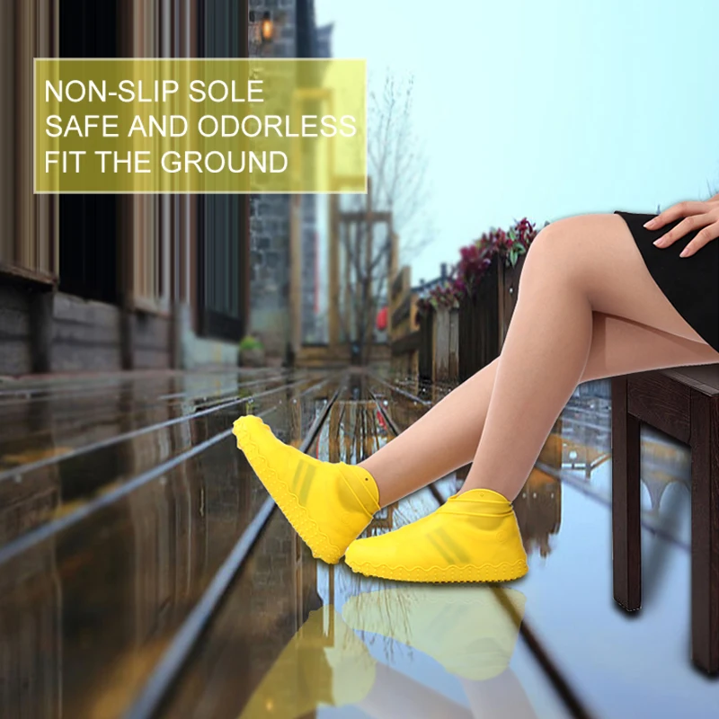 

2pcs Silicone Anti-slip Waterproof Shoe Cover Reusable Rain Boot Motorcycle Bike Overshoe for Men Women