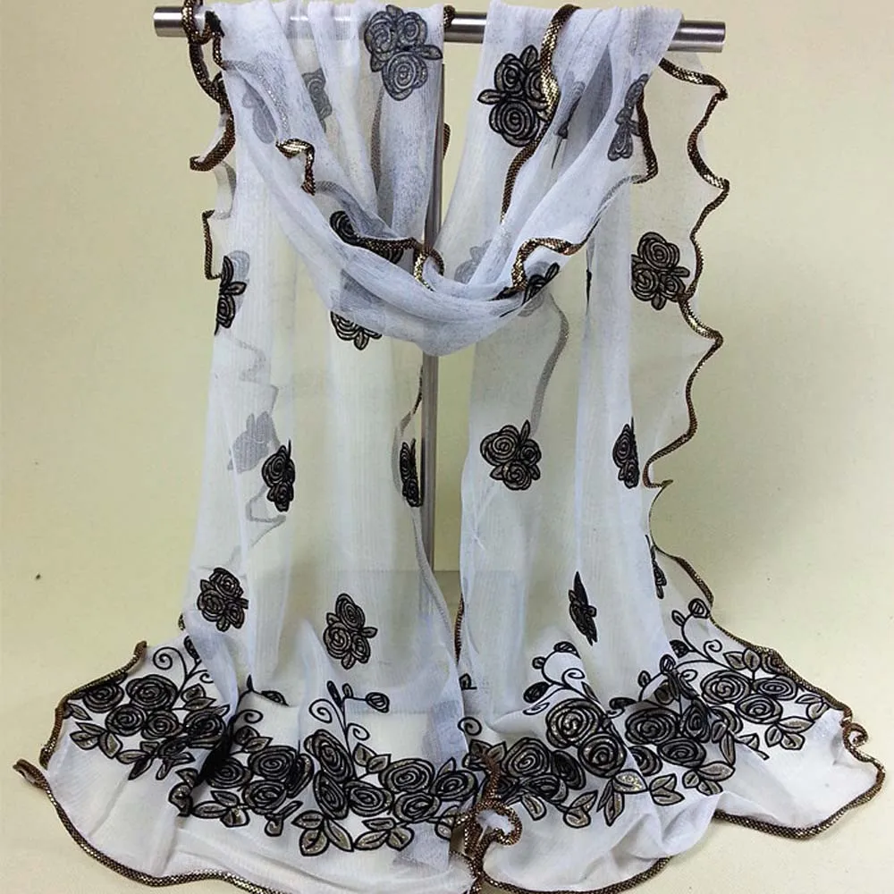 

Chiffon Hijab Scarf Flower Rose Printed Women's Scarves Beach Silk Scarf Shawls bufanda mujer Luxury Women Wrap YL2