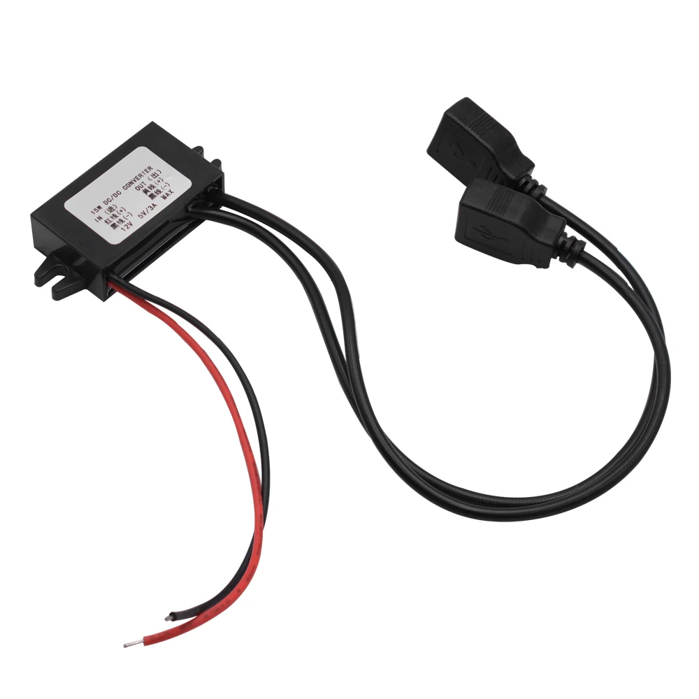 

DC 12V To 5V 3A Power Adapter Dual USB Car Charger Converter for Car Boat Motorcycle
