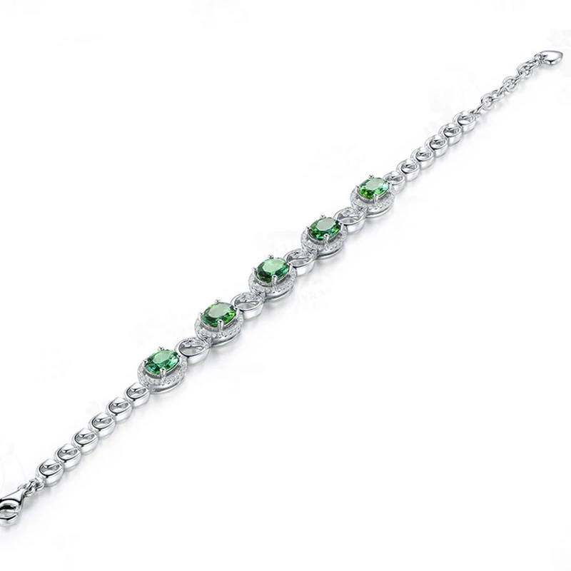 Bracelet-for-Women-Bangles-Sterling-Silver-925-Fine-Jewelry-Oval-Green-Korean-Style-Cute-For (2)