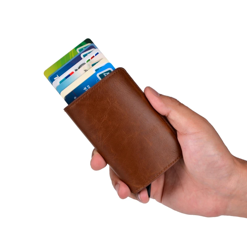 Кредитный держатель для карт, чехол для визиток для мужчин и женщин, RFID металлический ID держатель для карт, всплывающий кошелек, банковский держатель для карт