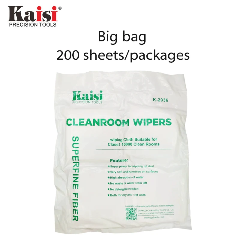 Kaisi, 50 шт в наборе, 200 шт./пакет мягкий для чистых помещений стеклоочистителя перчатки из полиэстера ткань для удаления пыли без пыли Бумага Чистый инструмент для ремонта lcd