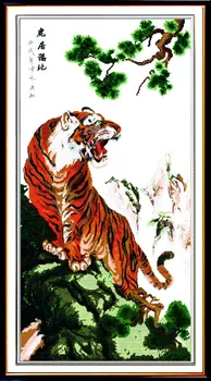 

Tiger Live in the Blessed Place Counted Cross-Stitching 11CT Printed Handmade Set Animal Cross-stitch Kits Embroidery Needlework