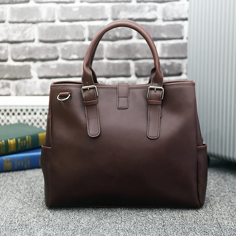 2017 New Retro Men S Briefcase Handbag PU Leather Casual Fashion Messenger Men Bag Men S