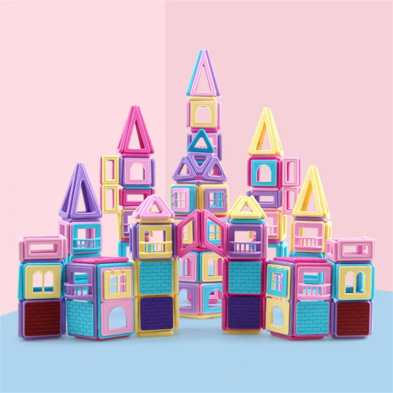 Макарон розовый блок Магнитный конструктор Строительный набор модель и строительная игрушка пластиковый Магнитный блок развивающие подарки игрушка