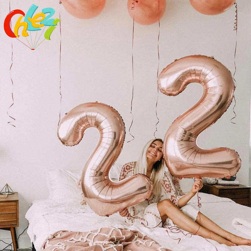 

1pc 40 inch rose Gold Silver Aluminium Foil Number Balloons 0-9 Birthday Wedding Engagement Party Decor Globo Kids Ball Supplies
