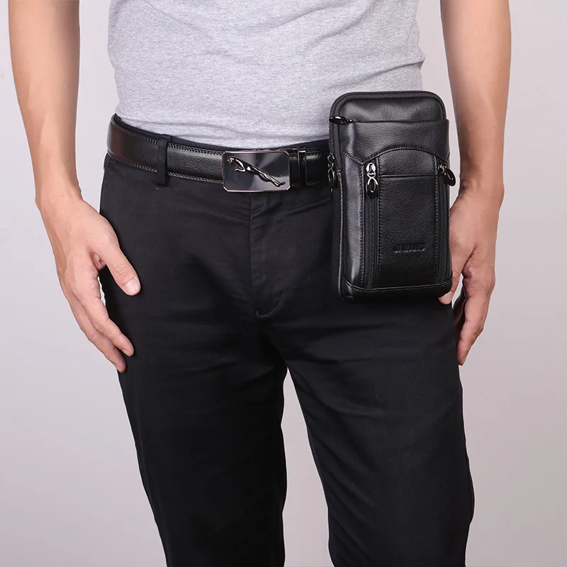 Новый мужской чехол из натуральной кожи для мобильного телефона, маленькая сумка через плечо, пояс через плечо, мужская сумка с крючком