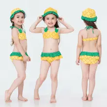 Комплект бикини из 3 предметов для маленьких девочек, купальные костюмы ананас, купальный костюм для младенцев, наряд с бикини, купальник, летняя детская одежда для пляжа