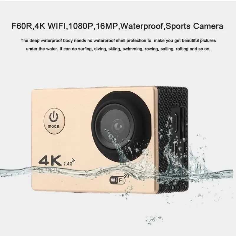 Новая F60R 4K wifi Удаленная Экшн-камера 1080P HD 16MP 170 градусов широкий угол 30 м водонепроницаемая Спортивная DV камера для GOPRO акция