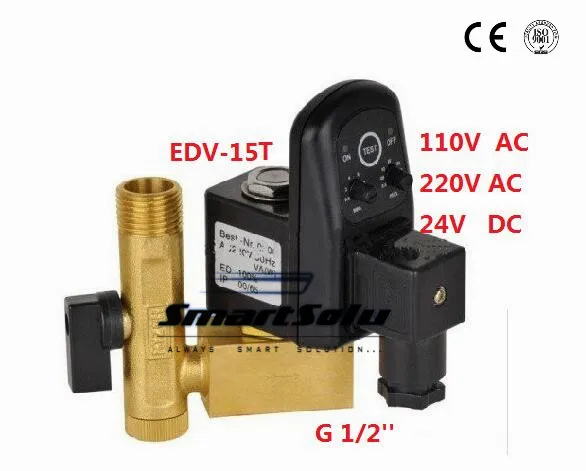 

Free Shipping High Quality 1/2'' Compressor Auto Condensate Drain Digital Timer Valve Solenoid AC220V Model EDV-15T EDV Timer