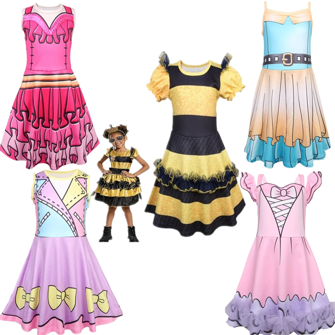 

2019 New Birthday Girl Lol Party Dress Toddler Baby Lol Dress Halloween Carnival Unicorn Costume Summer Kids Fancy Floral Dress