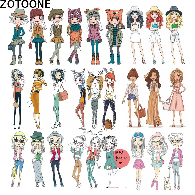 

ZOTOONE Iron on Transfers for Clothing Diy Patch Fashion Girl Patch Iron on Patches for Clothes Thermo Stickers Application E